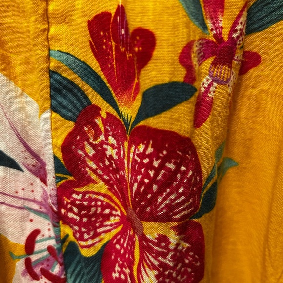 🎮Old Navy ruffle scoop neck Hawaiian Yellow Floral Dress size XL GUC - Picture 12 of 14